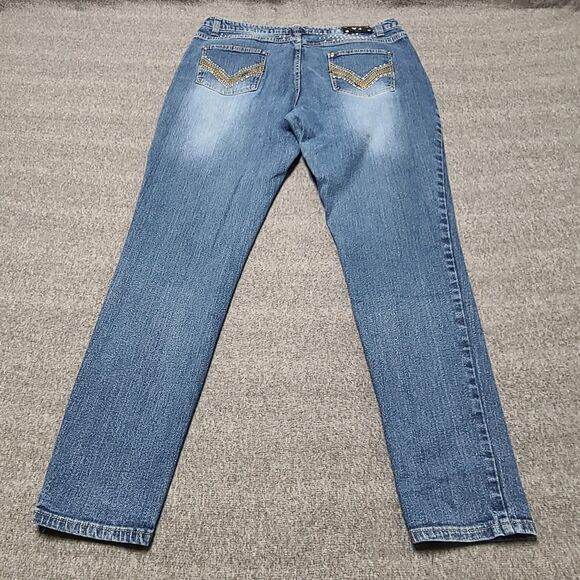 Vega Womens Jeans 14 Blue Distressed Skinny Stretch Denim Pants‎ - Picture 1 of 8